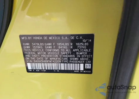 2015 Honda Fit Ex/Ex-L z USA, uszkodzony, nr VIN 3HGGK5H89FM742209